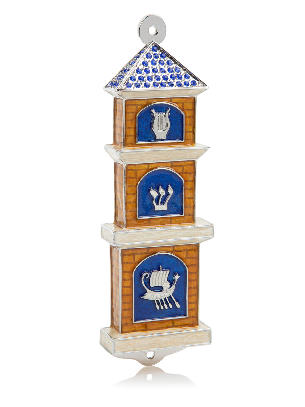Blue Synagogue Mezuzah Case — Kosher Scroll Not Included