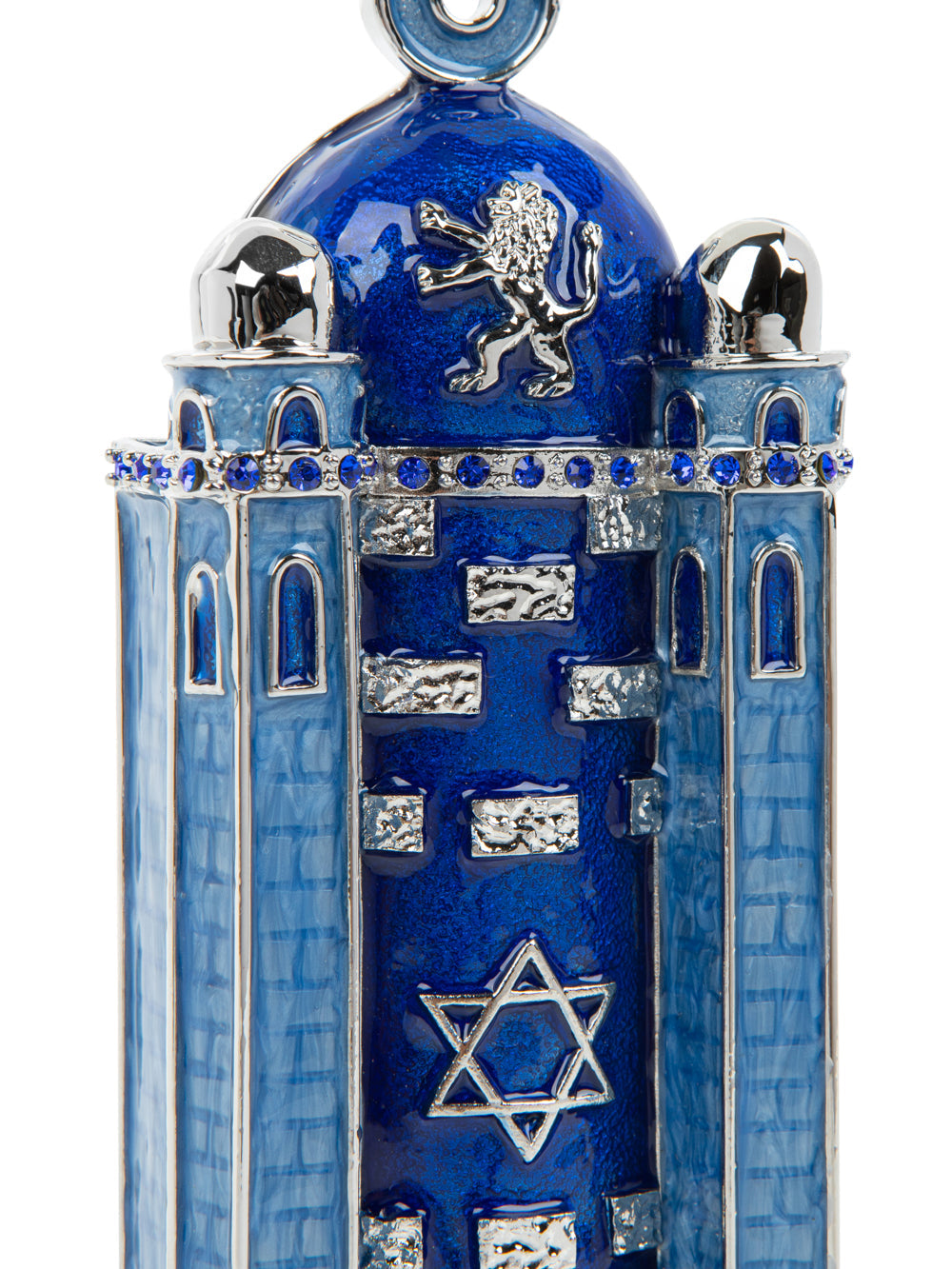 Blue Western Wall Mezuzah Case — Kosher Scroll Not Included