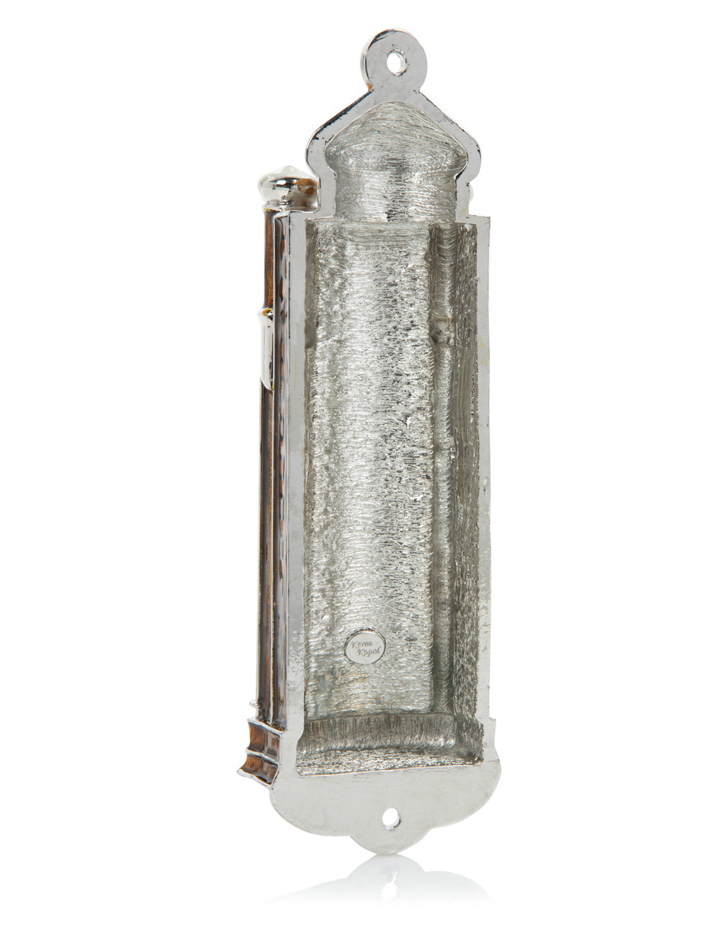 Brown Holy Ark Mezuzah Case — Kosher Scroll Not Included