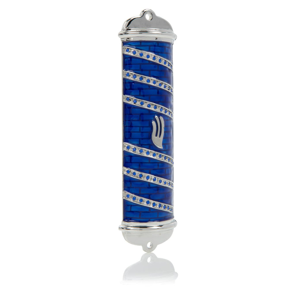 Blue Modern Mezuzah Case — Kosher Scroll Not Included