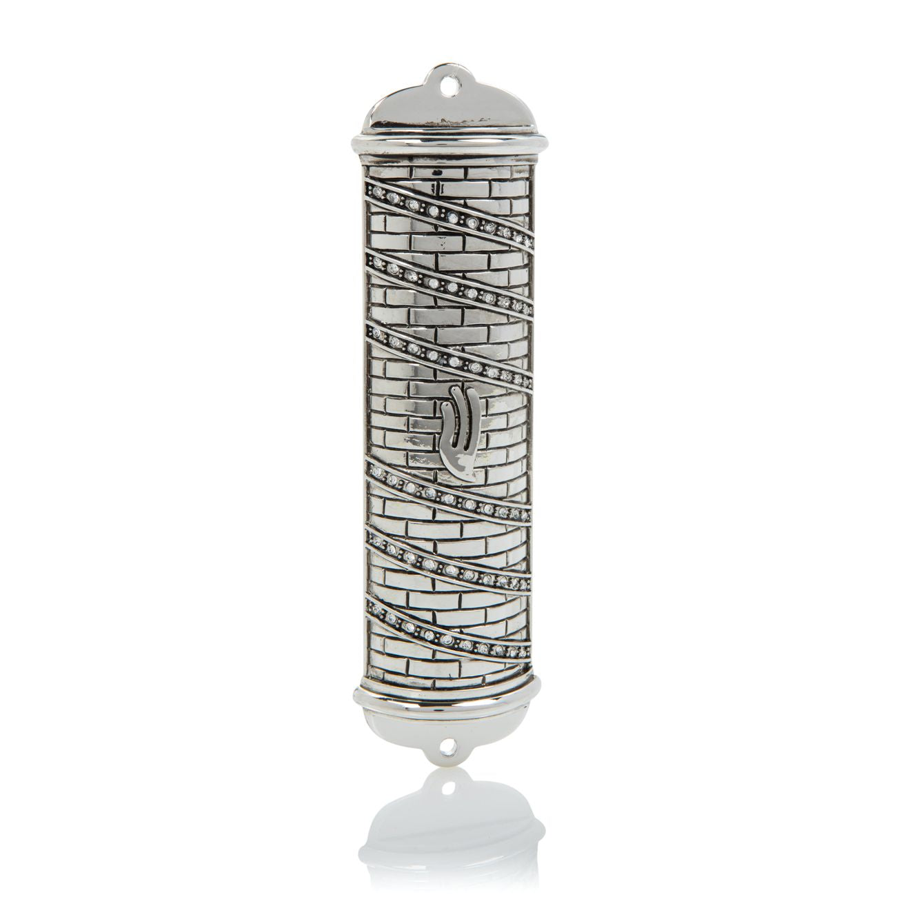 Silver Modern Mezuzah Case — Kosher Scroll Not Included
