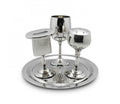 Four-piece hammered nickel havdalah set — cup, spice box, candle holder, tray