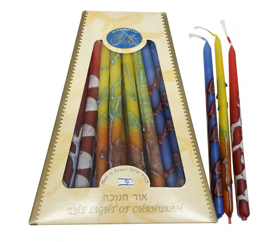 Handmade dripless Chanukah candles, multicolor