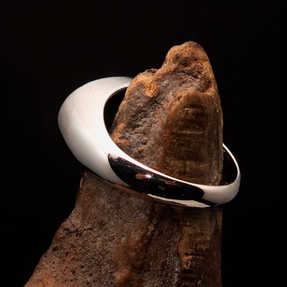 Yeshua ישוע Oval Men's Ring, Blue Enamel — Sterling Silver