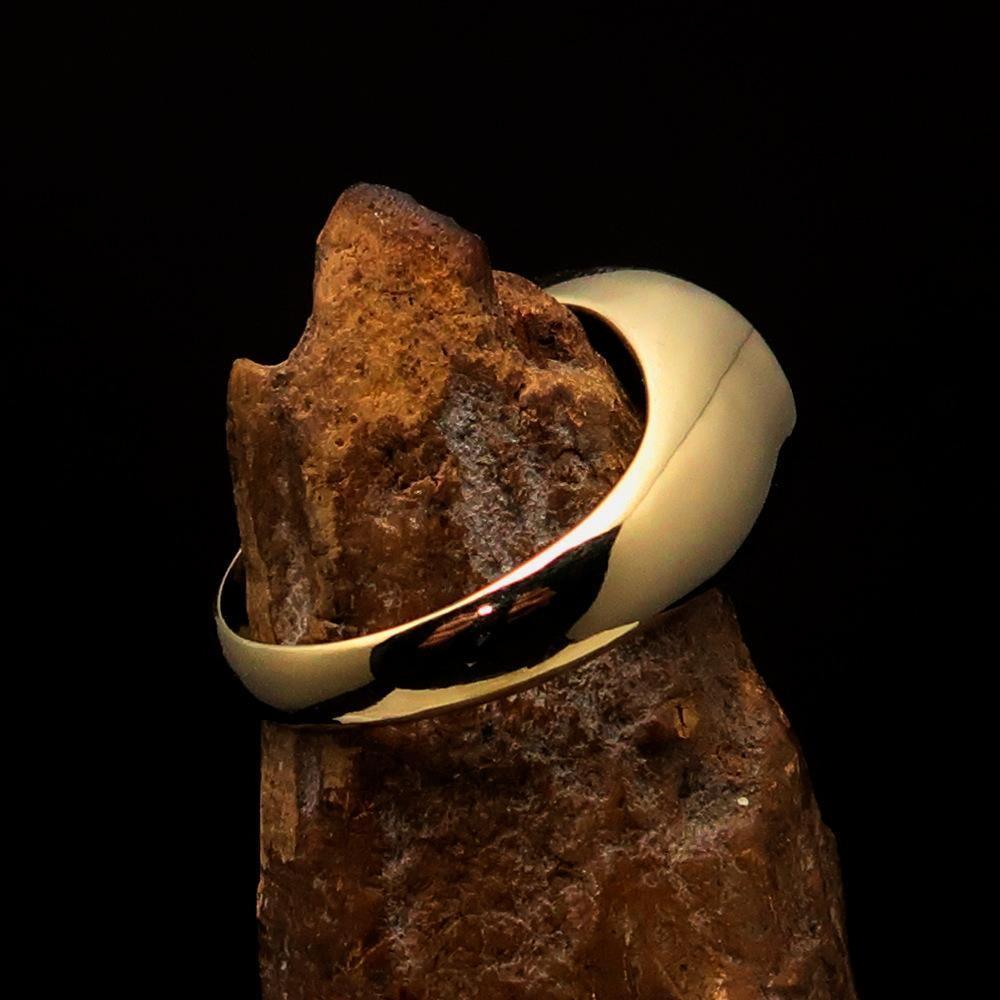 Yeshua ישוע Oval Men's Ring, Black Enamel — Solid Brass