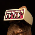 YHWH יהוה Men's Ring, Red Enamel — Solid Brass