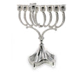 Nickel plated Chanukah menorah with decorative base, 9 inches