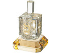 Silver and gold crystal dreidel on glass base, Nes Gadol Hayah Poh