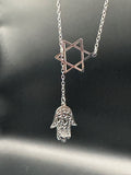 Star of David &amp; Hamsa Drop Necklace — 18K Gold Plated