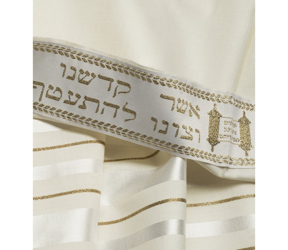 Talitnia wool tallit white and gold — additional view