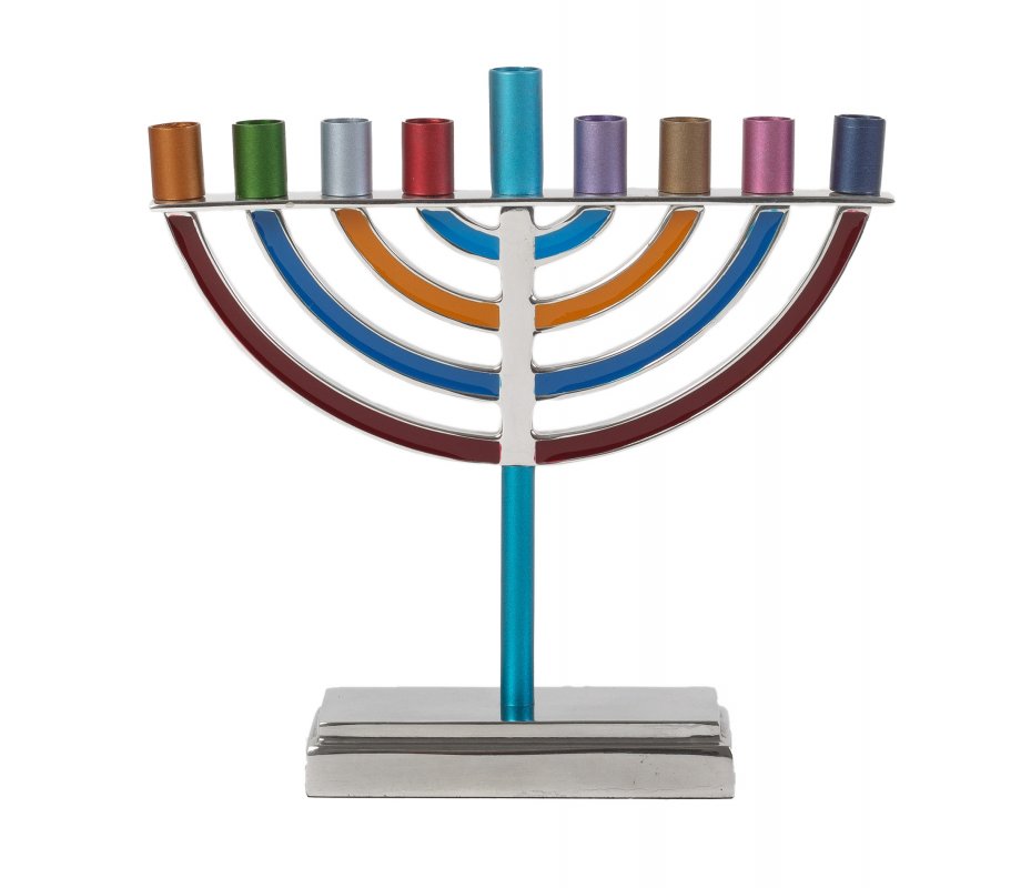 Yair Emanuel colorful contemporary aluminum Chanukah menorah